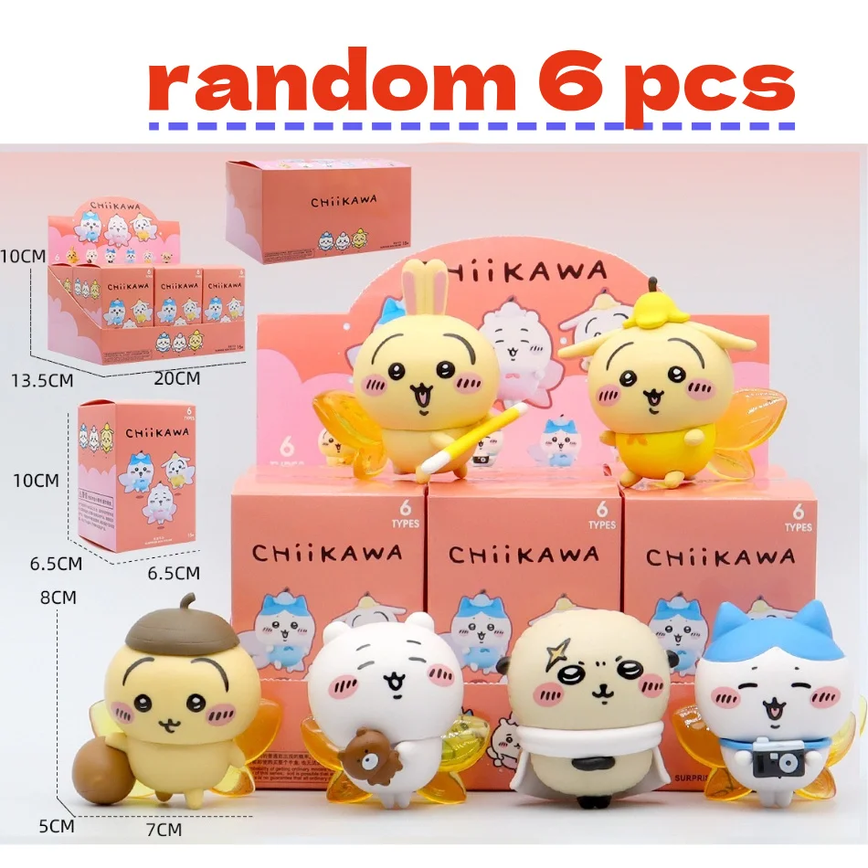 6 Stück Chiikawa Anime Cartoon Kawaii Hachiware Usagi Blind Box Happy Partner Figur Desktop-Puppe Ornamente Geschenk für Freunde