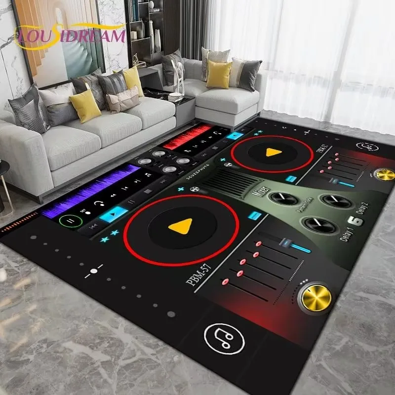 DJ Music Screen Area Rug, Creative Non-Slip Living Room Carpet, Modern Runner Floor Mat for Bedroom & Studio Decor, 1PC