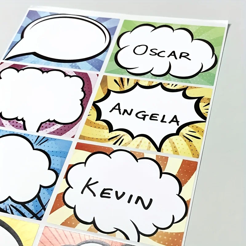 40pcs Custom Name Stickers Comic Style Labels Two Font Options Waterproof Durable Tags for School Supplies Books Bottles