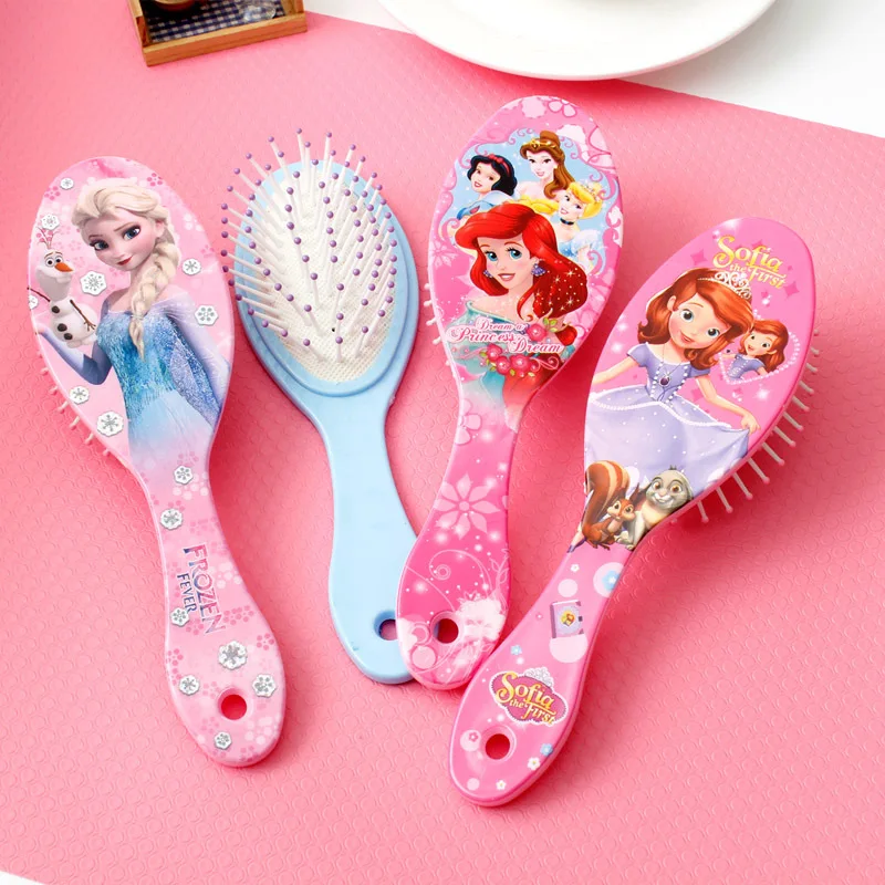 Girl Comb Cartoon Cute Frozen Girls Comb Sofia Princess Minnie Mickey Children Cute Air Cushion Hair Massage Comb Disney Gifts