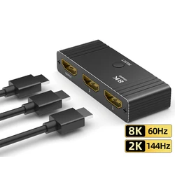 8K HDMI 2.1 Switch Bi-Directional 2 in 1 out 4K@120Hz HDMI Splitter Switcher 2x1 Video Converter 48Gbps for PS5 Xbox PC TV