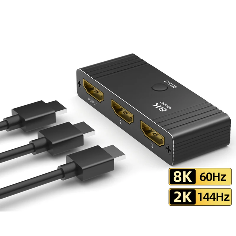 8K HDMI 2.1 Switch Bi-Directional 2 in 1 out 4K@120Hz HDMI Splitter Switcher 2x1 Video Converter 48Gbps for PS5 Xbox PC TV