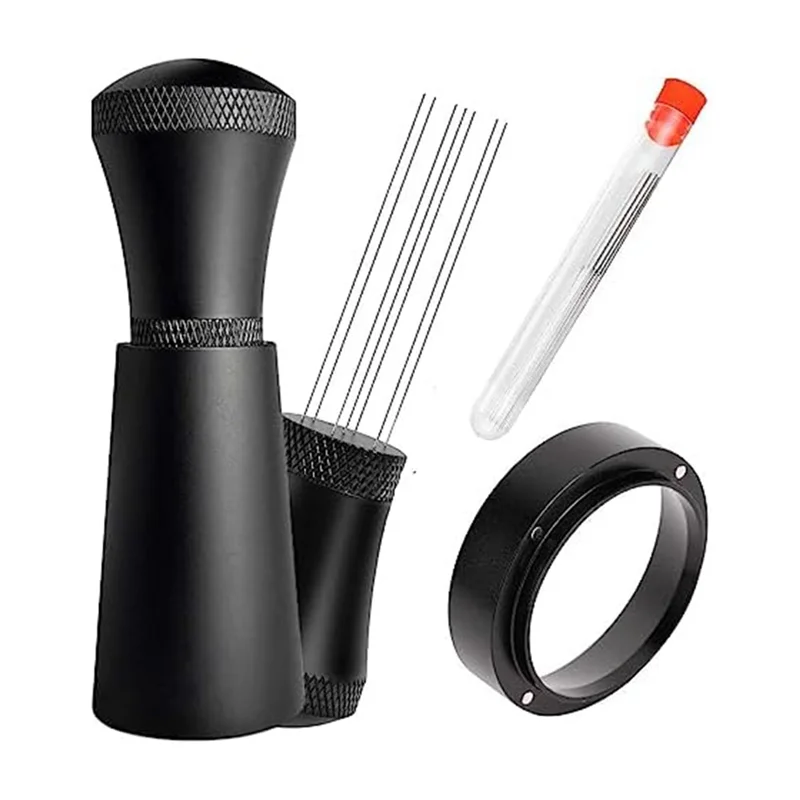 A04G-1Set WDT Tools Espresso Distribution Tool - 53.5Mm Dosing Funnel & 0.35Mm Black 316 Stainless Steel