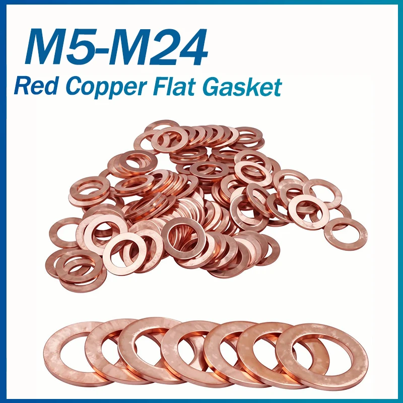 Boat Red Brass Copper Crush Sealing Washer M5 M6 M8 M10 M12 M14 M16 M18 M20 M22 M24 Flat Seal Gasket Ring Shim Pad Meson DIN7603