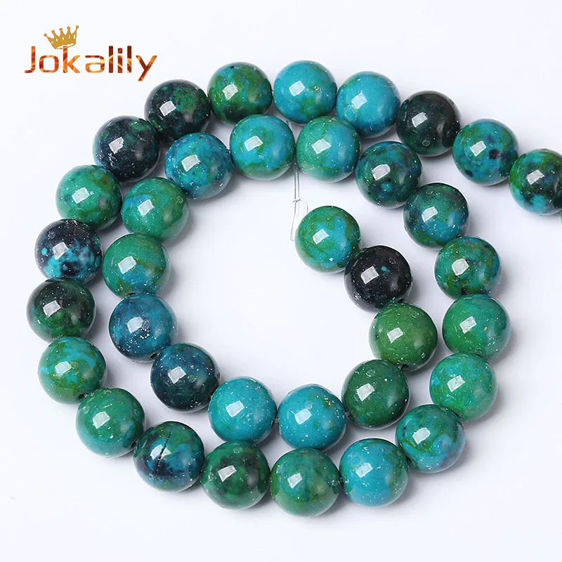 Natural Chrysocolla Stone Beads Green Phoenix Stone Round Beads For Jewelry Making DIY Bracelets Accessories 15\'\' 4/6/8/10/12mm