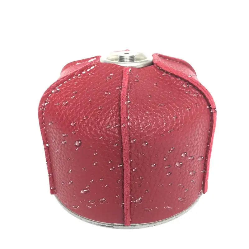 

Canister Cover PU Leather Canister Protector Protective Case Decoration Cover For Cooking Stove Camping Outdoor Activities