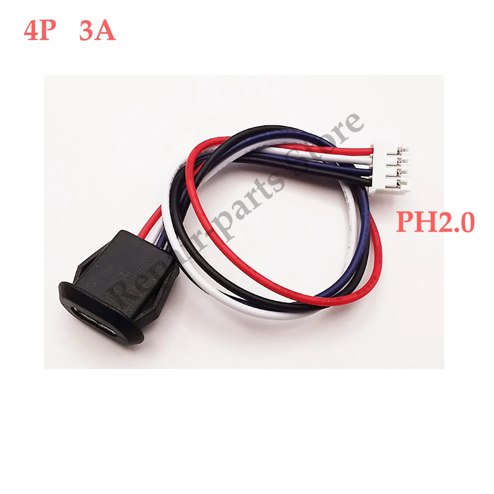 2–10 Stück USB Typ-C wasserdichter USB-Steckverbinder, direkte Kompressionsbuchse, Buchsenanschluss, Ladeschnittstelle mit Schweißdraht