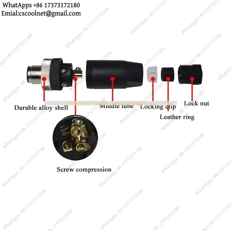 IP68 M12 A-Code Sensor Connector 4Pin D-coding 5 8 Pin Core Screw Lock Wire Plug PG7 PG9 Waterproof Male Female Head Plug 1pc