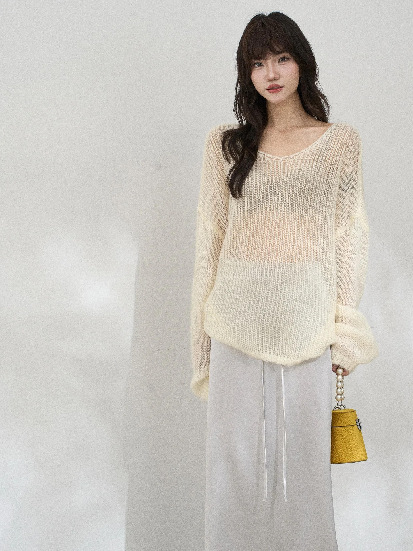 

Женский вязаный шерстяной пуловер Flower7 с длинным рукавом, свободного кроя, повседневный, с круглым вырезом, весенний, в корейском стиле, стандартный размер