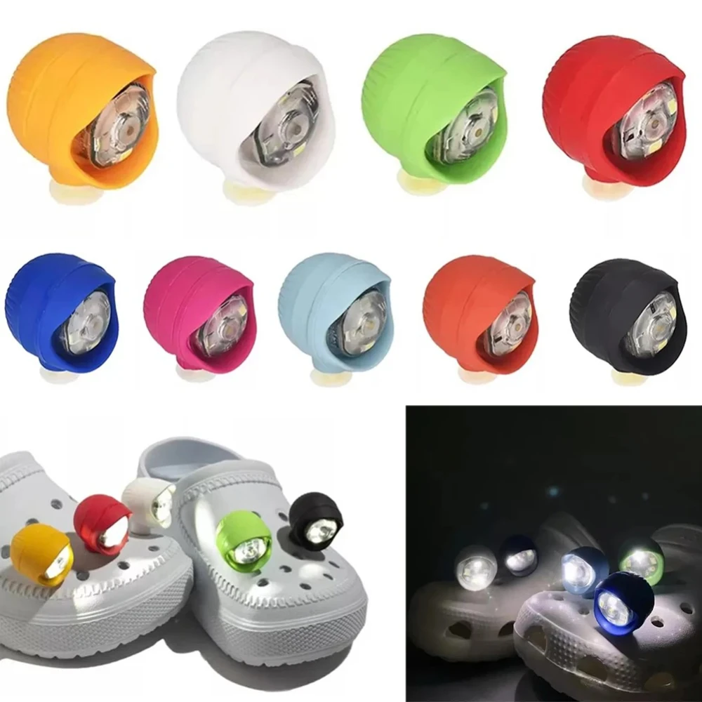 2PCS LED Shoe Lights Waterproof Night Safety Charms for Clogs Sandals 3 Light Modes Gift for Camping Kids Adults