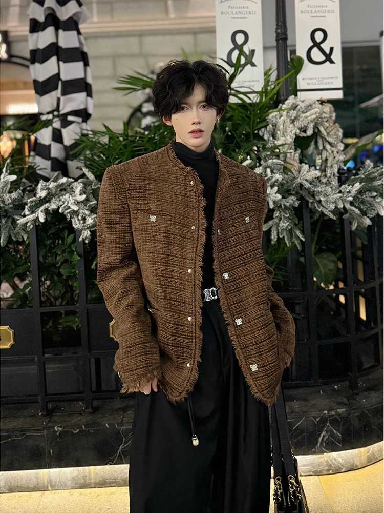 

Men's Autumn Winter Thiened Retro American Sle Fraance Wind Coat oulder Padded Jaet Korean Sle Outfit Top