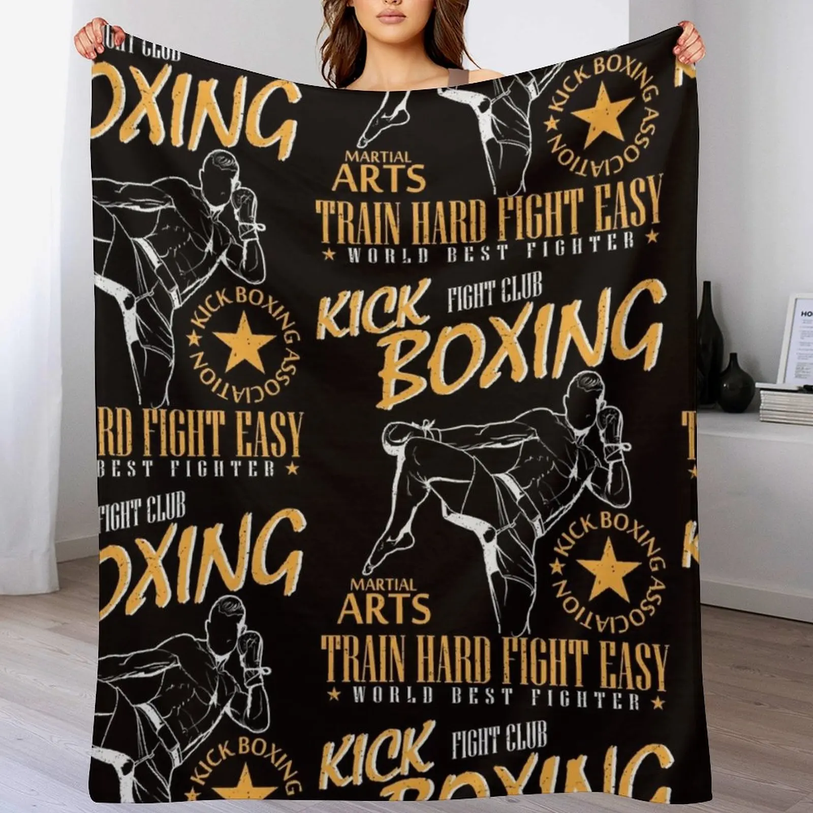 Kickboxing martial arts fighter Throw Blanket manga Heavy Large Hairys Blankets