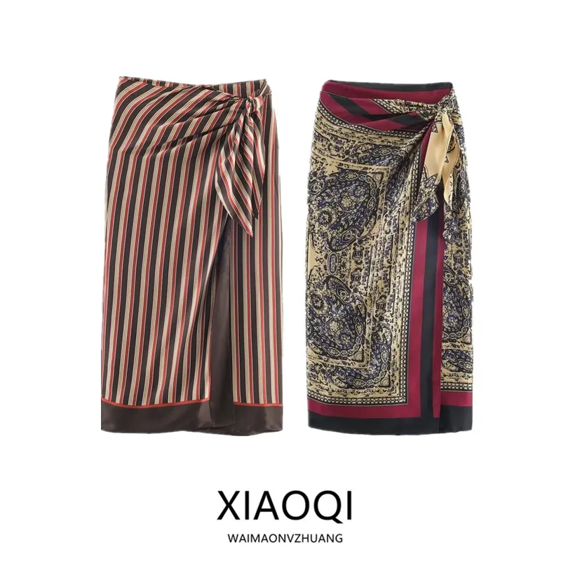 

Faionable Wrap Scarf Sle Skirt Women's Autumn New Arrival Design Sensation f-length Skirt Casual Straight Cut
