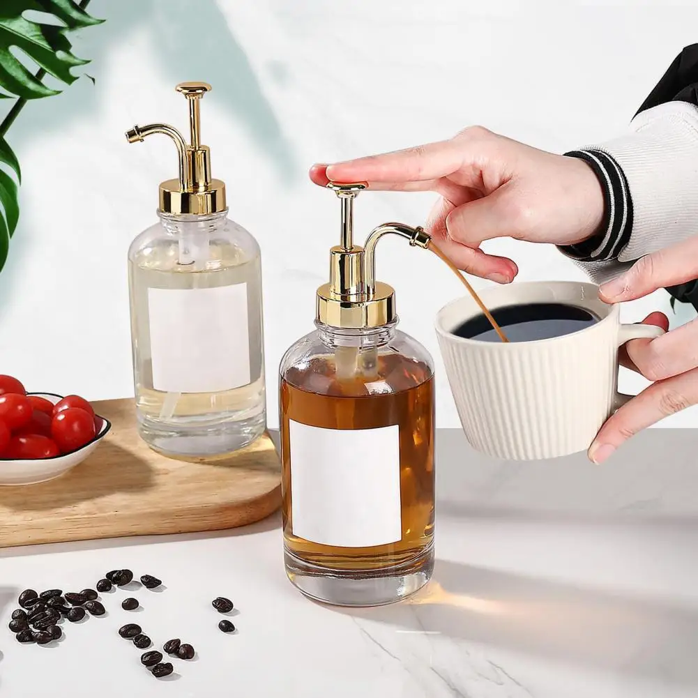 Shampoo Dispenser Glass Coffee Syrup Pump Bottle Set with Labels for Home Restaurant 17oz Dispenser for Bar Accessories Syrup