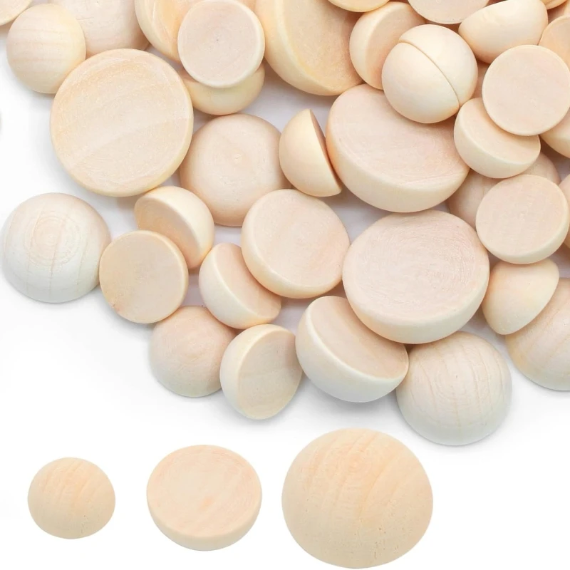 10-30mm Natural Half Wooden Beads Unfinished Split Wood Beads Half Wood Ball for DIY Craft Jewelry Making Supplies Paint Accesso