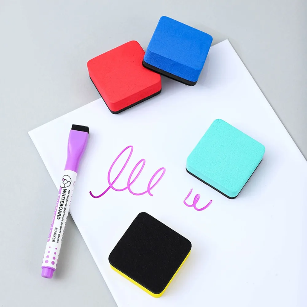 EVA Felt Whiteboard Eraser, Material de Escritório, Dual -color Praça Chalkboard Cleansers, Marcador Magnético, Sala de Aula Cleaner, 2pcs