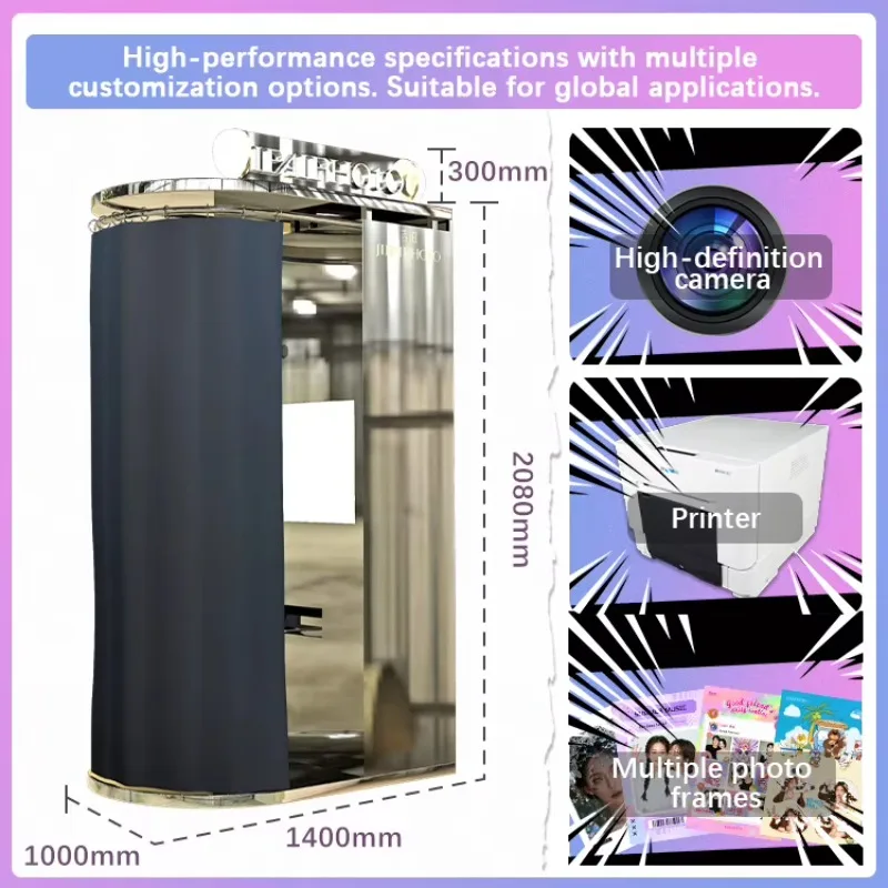 customized mirrored selfie kiosk all in one booth instant digital print for commercial plaza venue business buyers