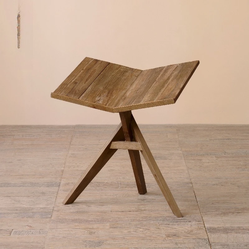 Retro old wood reading table, newspaper rack, wabi-sabi wind B & B ancient wood reading rack