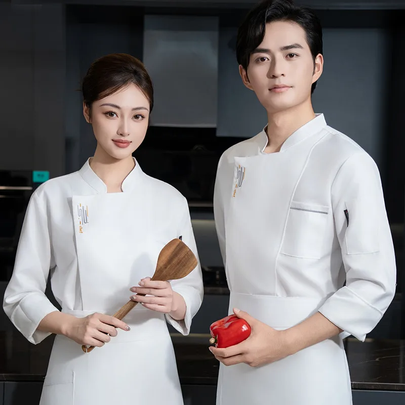 Vêtements de Chef pour hommes et femmes, uniforme d'hôtel de Restaurant occidental à manches longues, veste de Chef d'automne et d'hiver, manteau, vêtements de cuisine de serveur