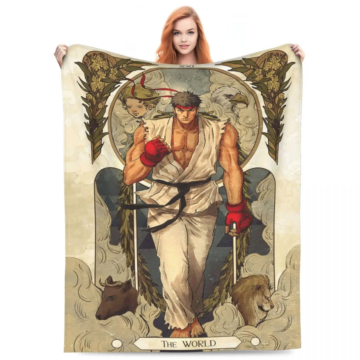 Ryu Street Fighter II Turbo Hyper Fighting Blankets Flannel Sofa Throw Blanket Warm for Home Bedroom Throws Bedspread Quilt
