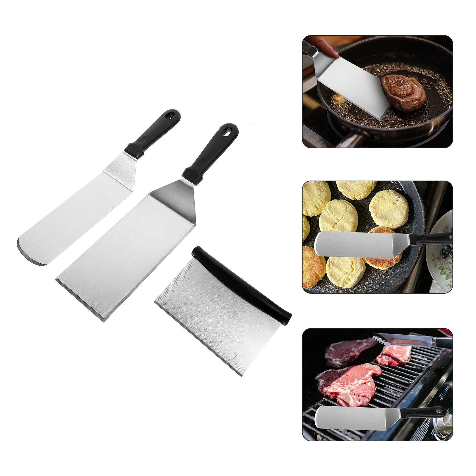 

Stainless Steel Cooking Spatulas Steak Kitchen Gadget Steak Shovel BBQ Tool Supplies PP Material Easy Clean