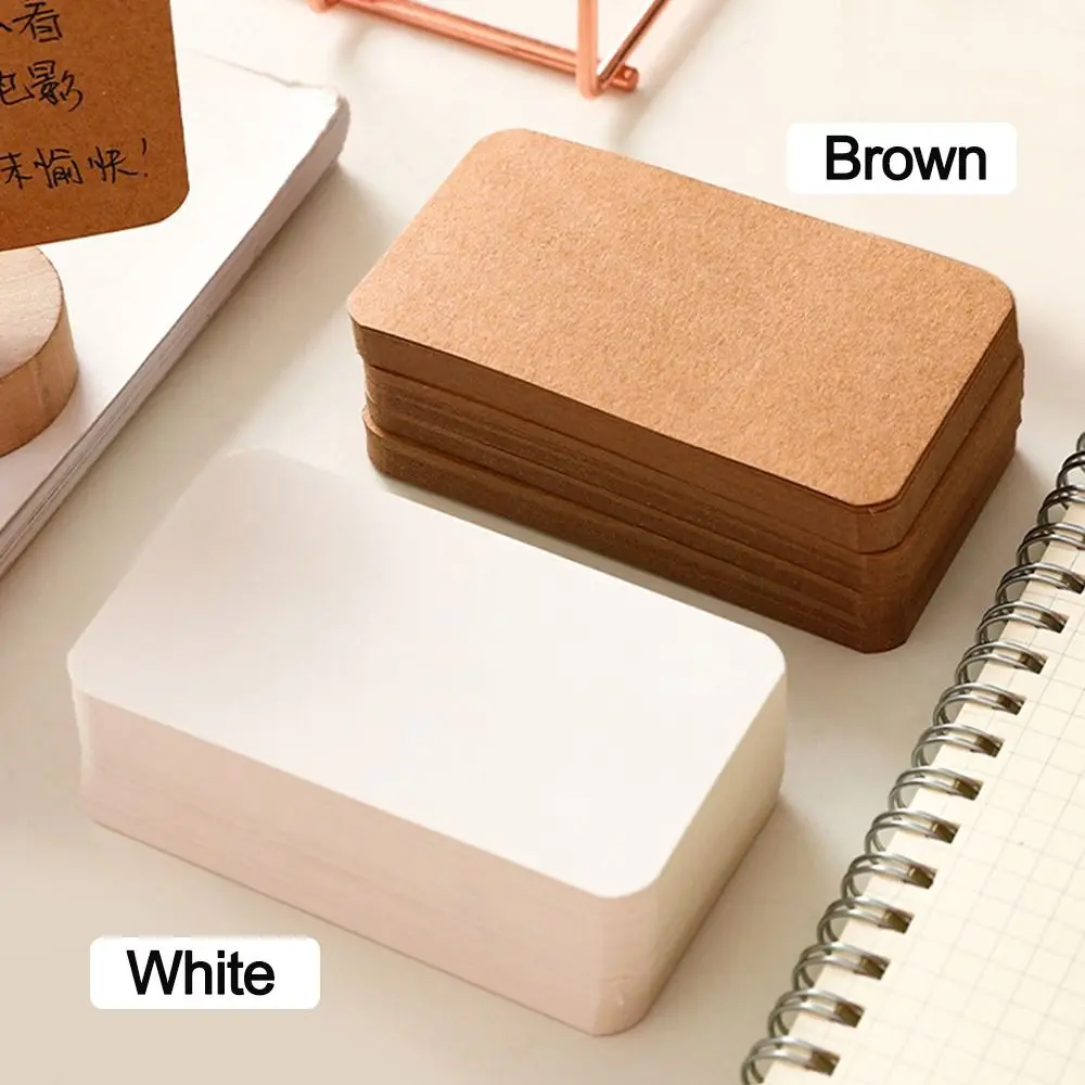 100Pcs/box Retro Kraft Paper Card Blank Business Card Message Thank You Card DIY Writing Card Label Bookmark Learning Card