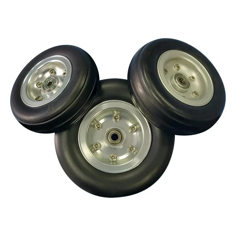 XFlight – roues de train d'atterrissage pour avion RC, 1 pièce, pneus en caoutchouc avec moyeu en aluminium avec roulements pour modèle d'avion RC, pièces de rechange