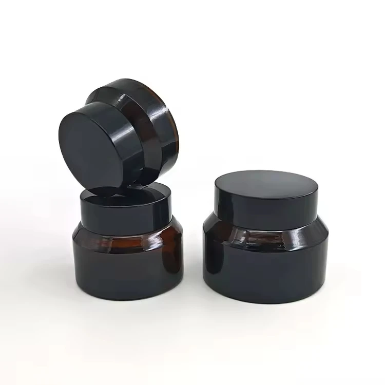 Popular, recargable, forma redonda, embalaje cosmético para el cuidado de la piel, tarros cosméticos de vidrio de color mate transparente y juego de botellas de maquillaje