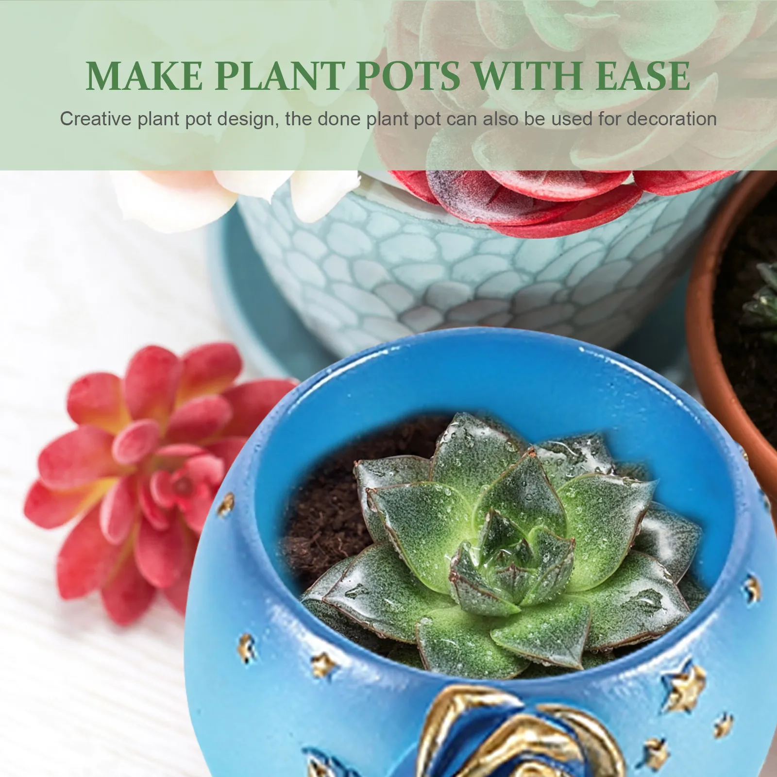 

Silicone Plant Pot Craft Mold Diy Succulent Flowerpot Casting Mould Flexible Transparent Easy Demold Glitter Dry Flower Beads