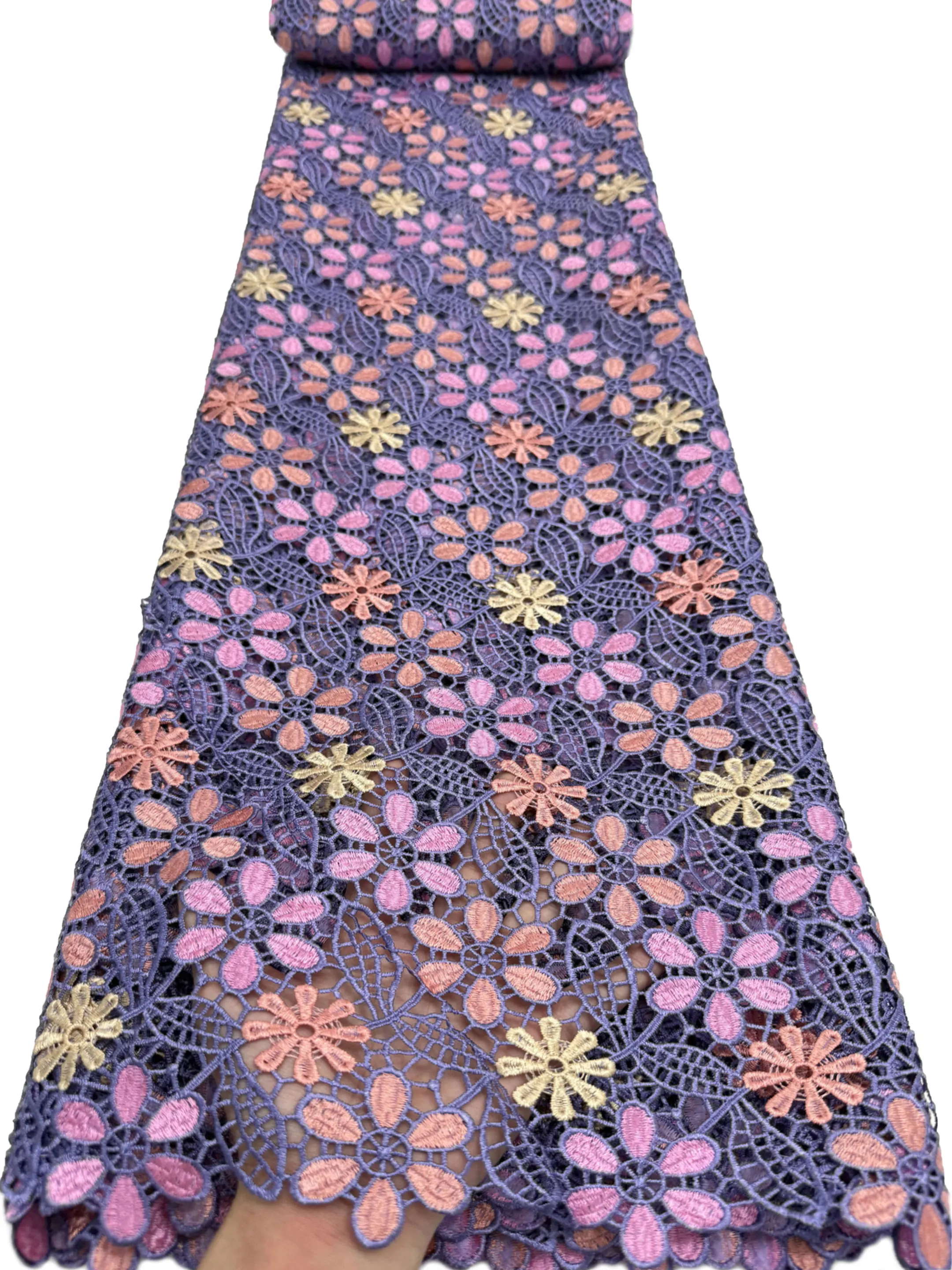 2026 Asoebi Multicolour Water Soluble Chantilly Embroidery Cord Guipure Lace Fabric Swiss Voile Lace For Wedding Party Dress Sew