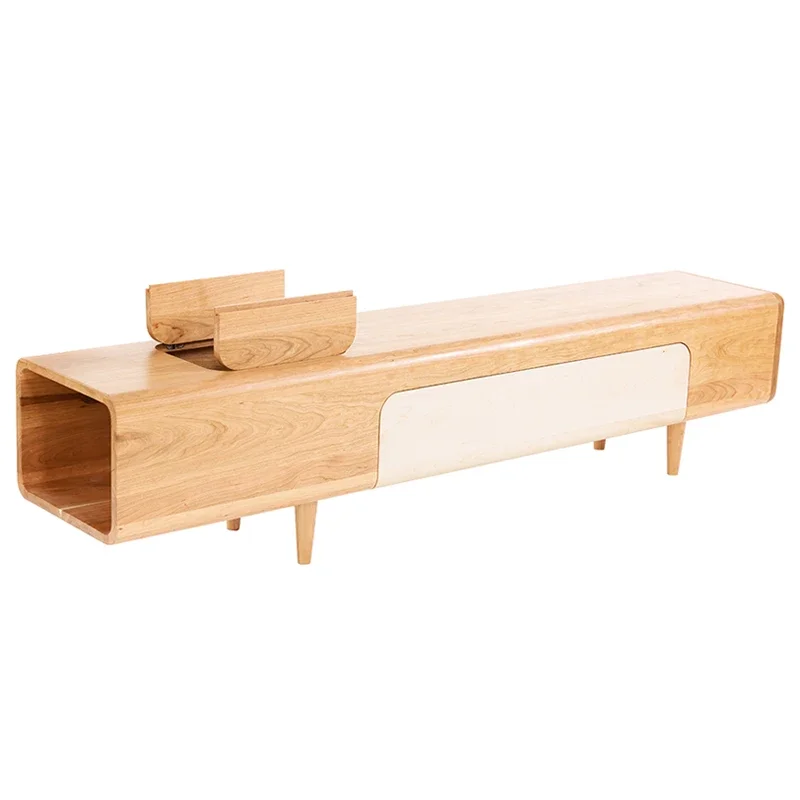 Audio-visual cabinet Black walnut cherry solid wood Nordic modern simple creative TV cabinet