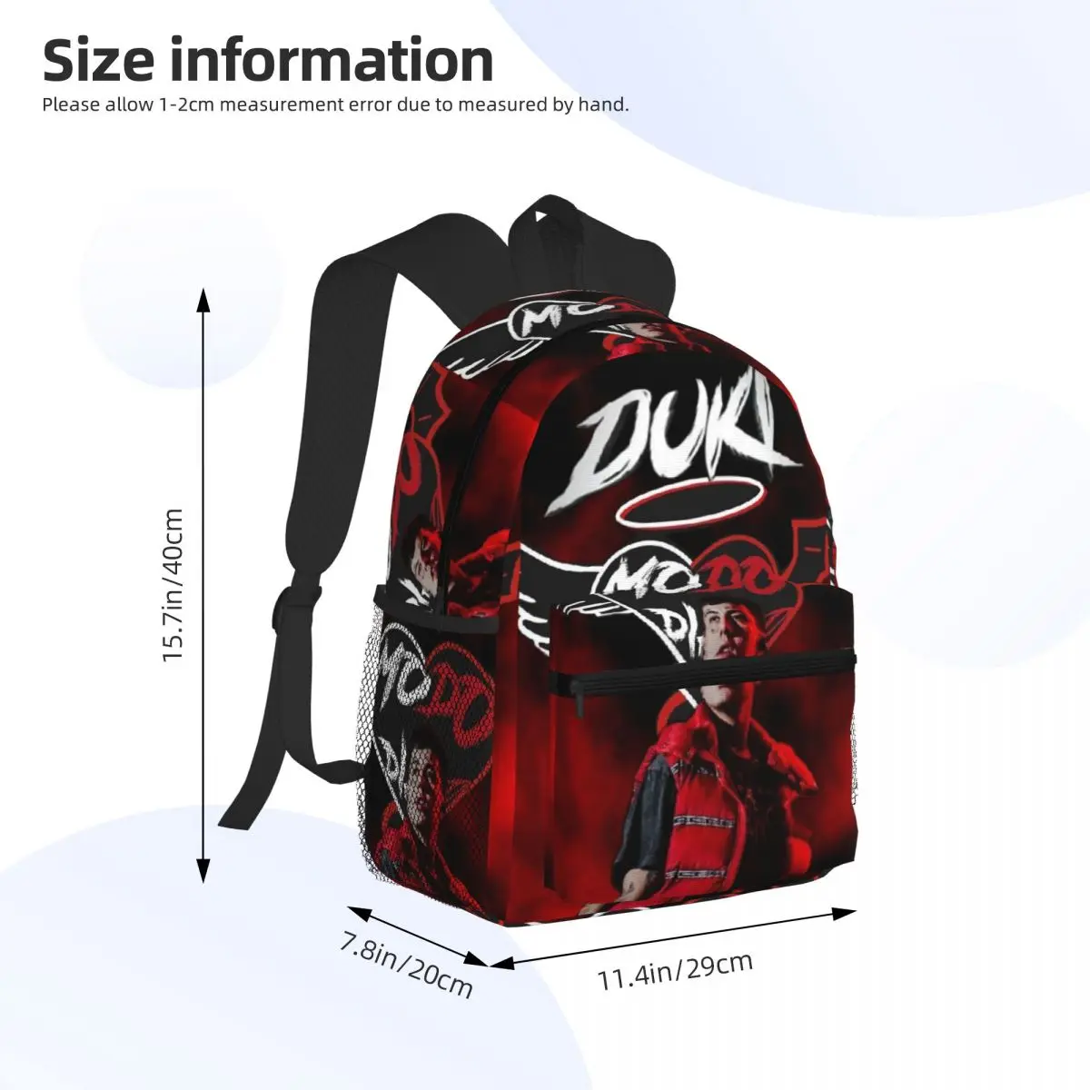 Duki Singer Rapper Accessories Student Backpack School Bag Hiking Travel Daypack for Boys Girls Bookbag Shoulder Bags