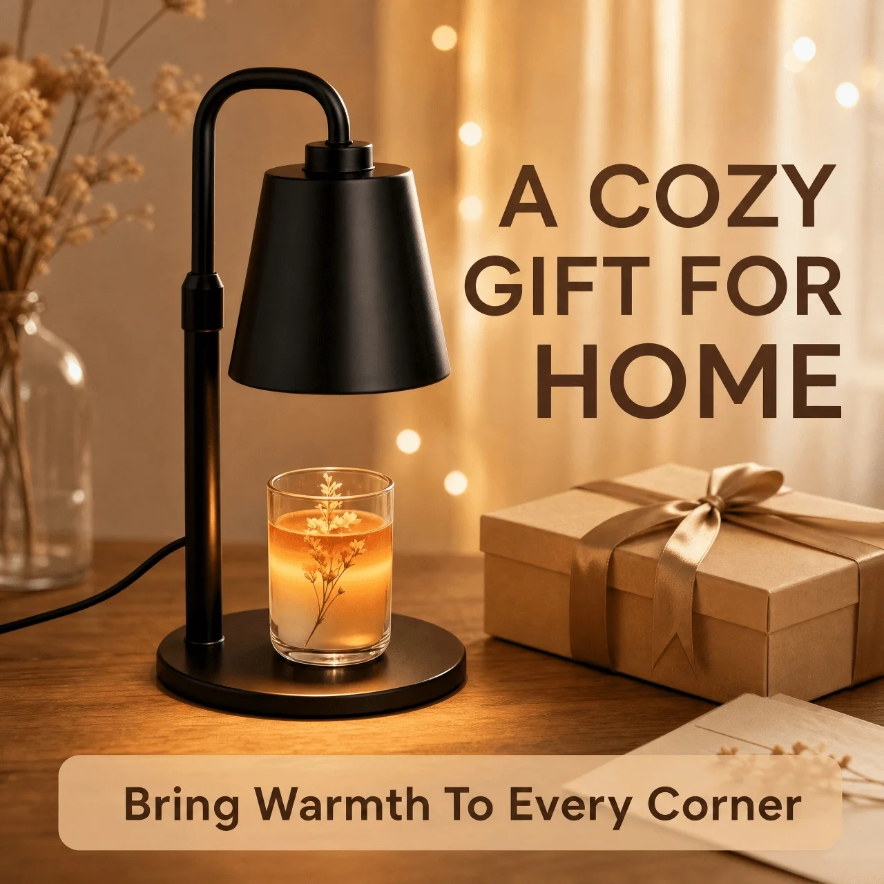 Minimalist Table Candle Warmer Lamp, Wear-Resistant Metal Shade, Full Timing And Brightness Adjustment Features. Perfect Home Ornament, Desirable Gift For Christmas, Graduation And Housewarming Events.