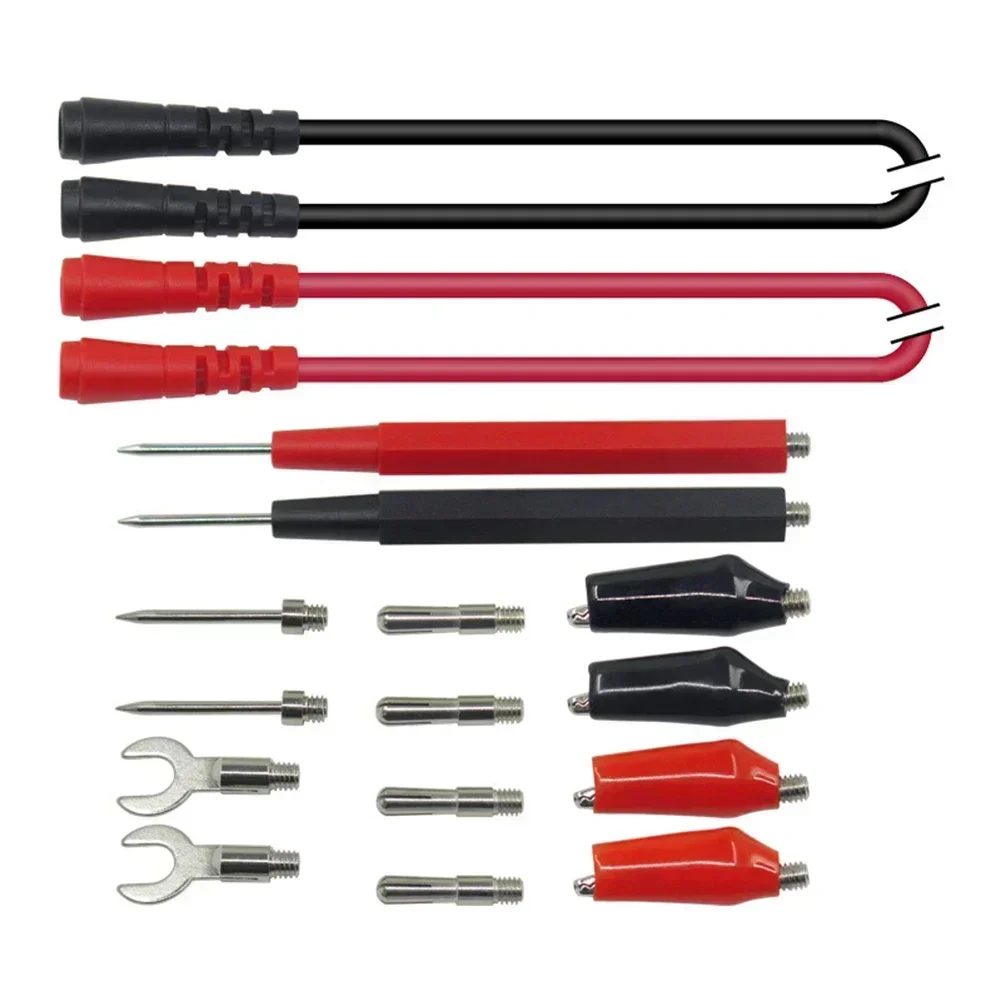 

P1500 16pcs Test Leads Kit Clip Replaceable Test Probe Pins Wire Digital Multimeter Crocodile Clamp Test Needles ﻿