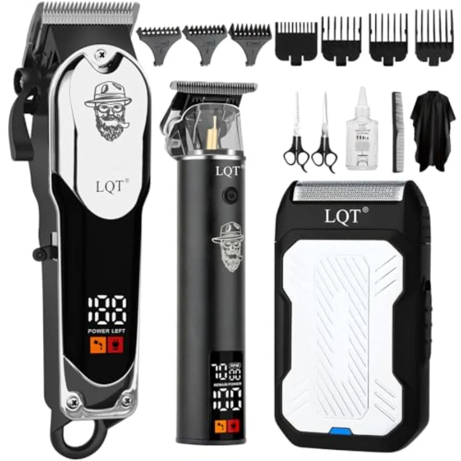 

Professional Cordless Hair Clippers for Men - LED Display Hair Trimmer Beard Trimmer Kit Rechargeable Hair Cutting Machine with