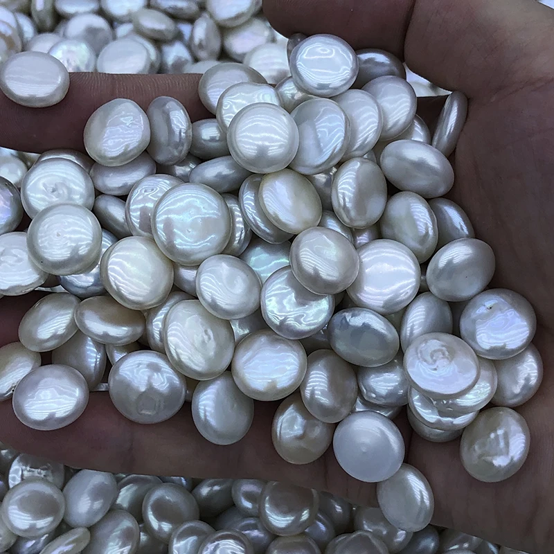 wholesale natural freshwater coin pearl,high luster 13-14mm white colors