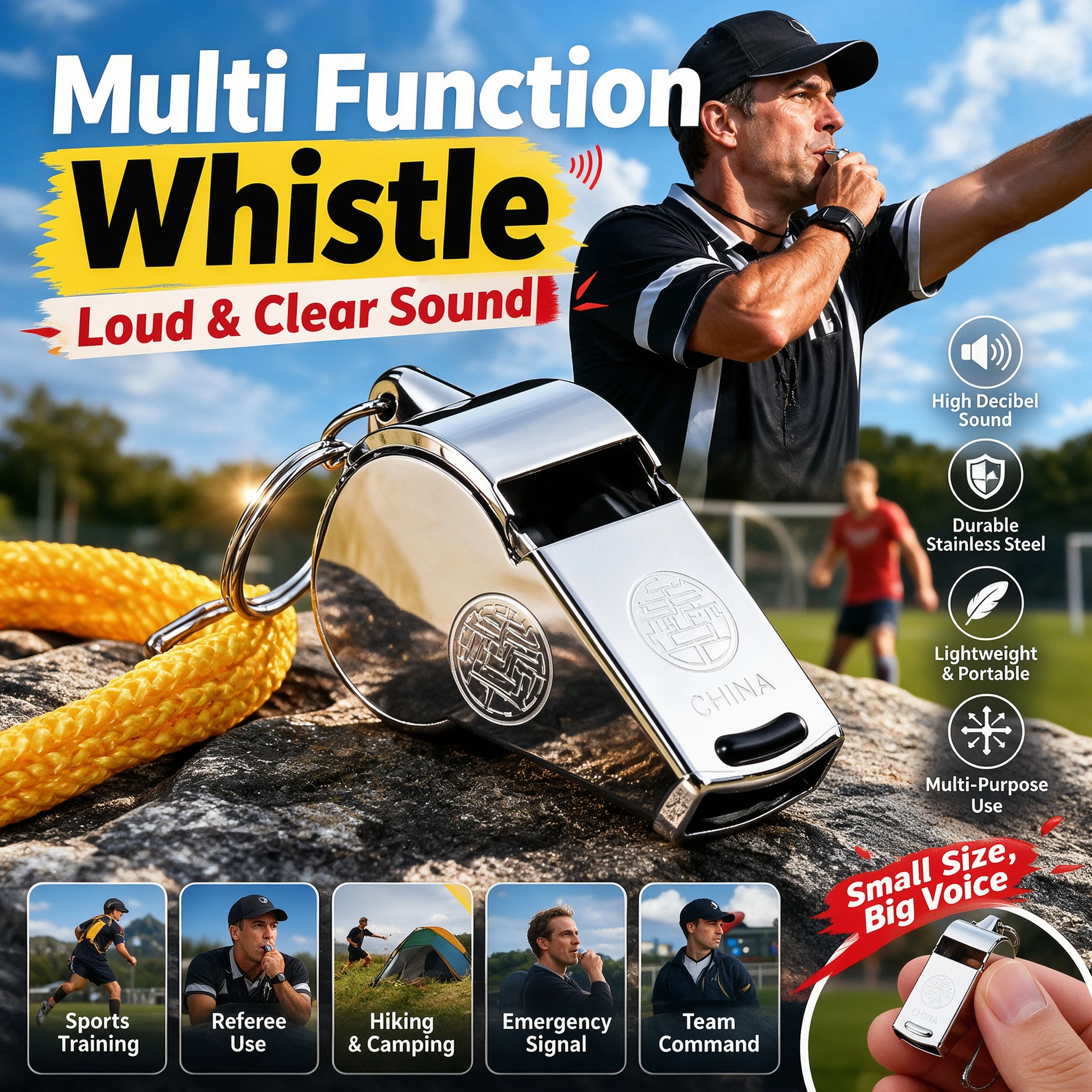 Multi Function Loud Referee Whistle Sports Training Outdoor Emergency Survival Signal Command Whistle Pack