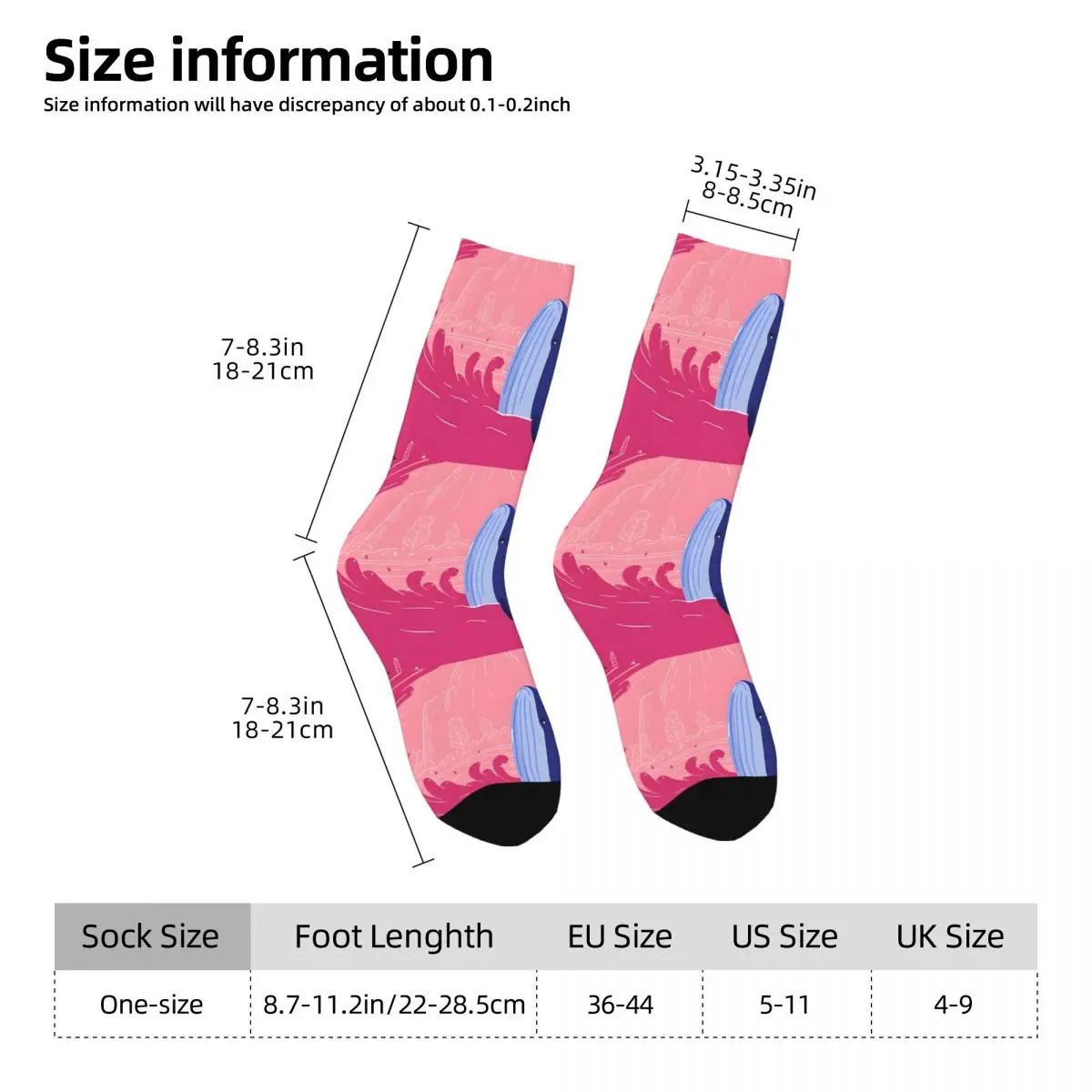 Whale Bath Mat Kawaii Socks Hiking Cartoon Pattern Socks