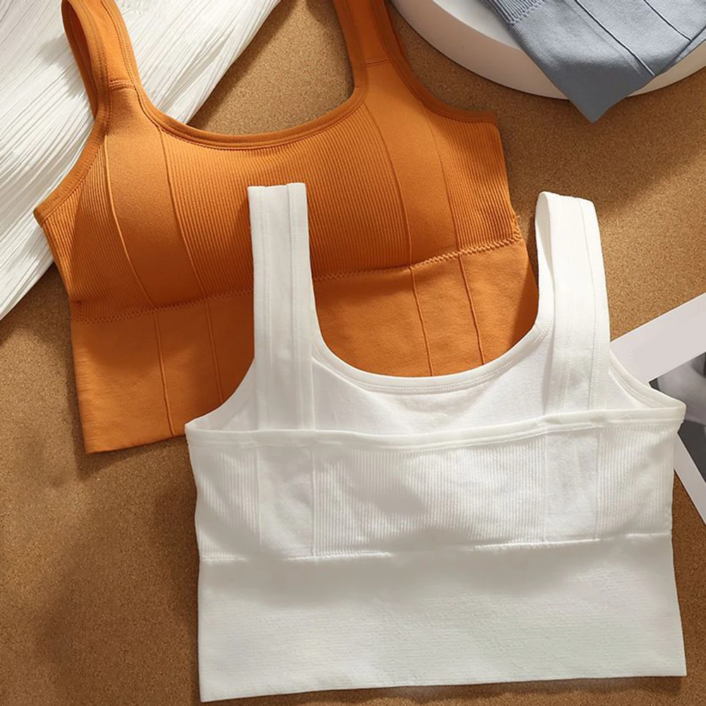 

Summer Casual Womens Wire-Free Sports Bra With Chest Pad Suspenders Vest Female Tube Tops Out Wear Comfortable