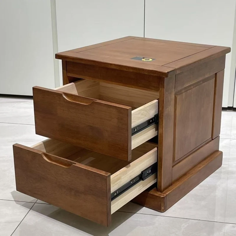 New Chinese bedside table, solid wood with hidden compartment, induction unlocking, simple bedroom bedside safe