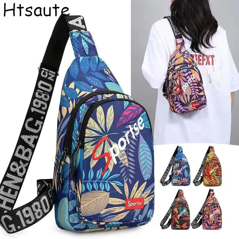 

Waist Bags For Women Oxford Leaves Printed Waist Pack Shoulder Crossbody Chest Bags Handbags All-match Messenger Belt Bag