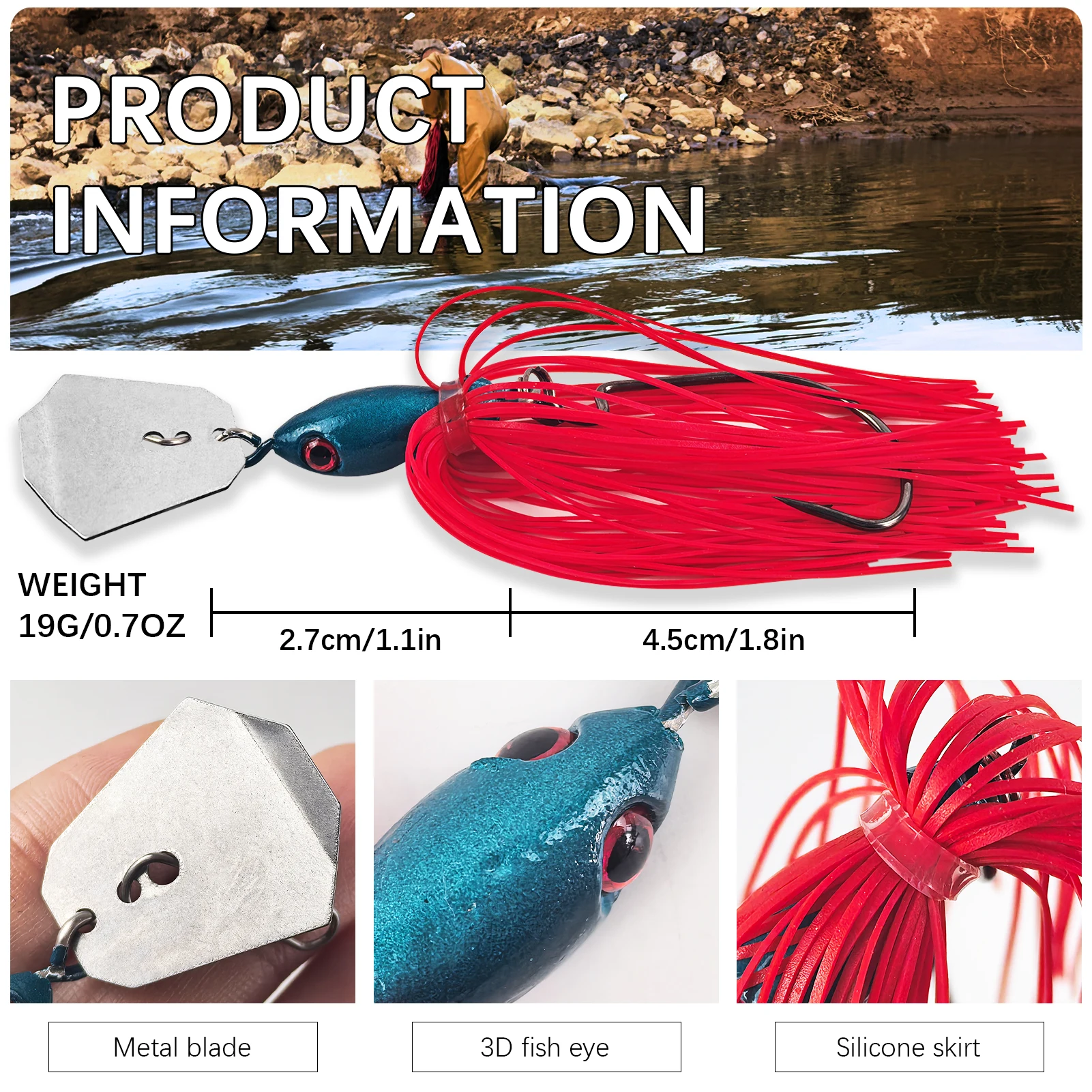 FREE FISHER Chatterbait para lubina y lucio – falda de goma - imagen 3