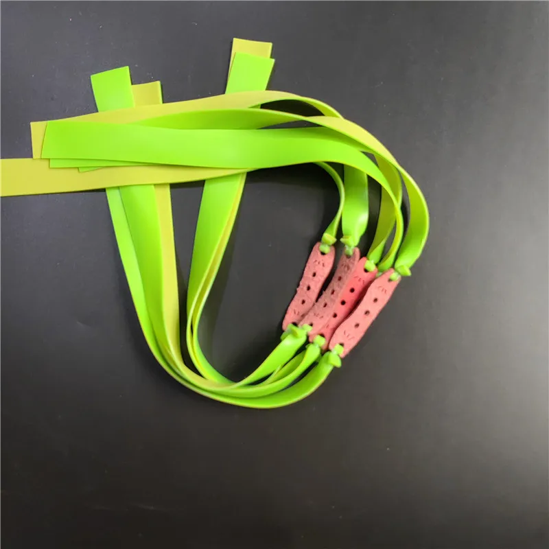 5 /10 Pcs/set Thickness 1mm/0.04in Thick Slingshot Latex Flat Rubber Strip, Green Leather Pocket Color Random, Outdoor Shooting