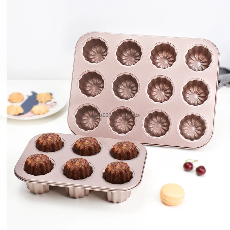 12 Cavities Dessert Bakeware Custard French Carbon Steel Canele Mold Cake Pan Baking Tool Cannele Mould
