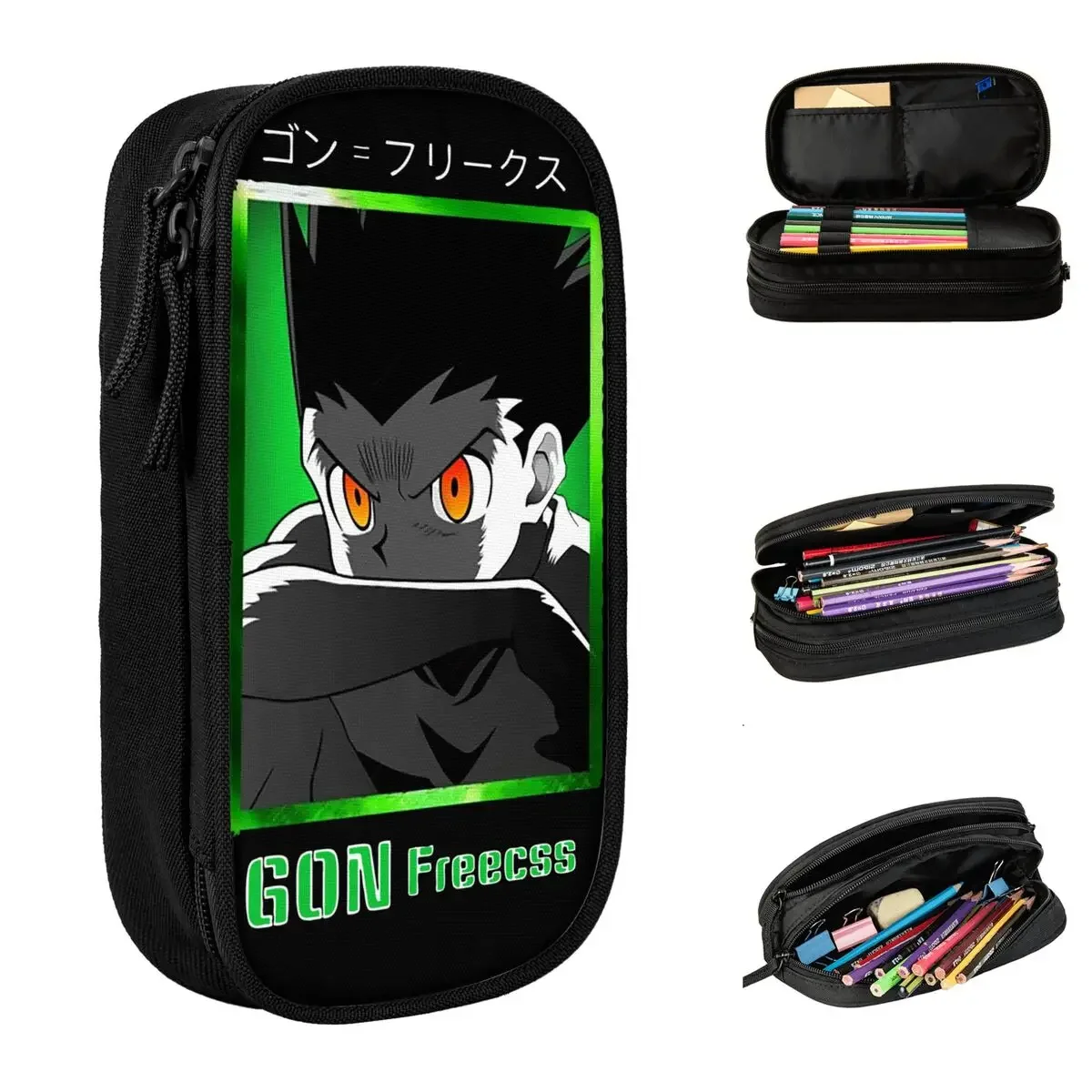 

Gon Freecss Mad Pencil Cases Fun Hunter X Hunter Pen Bag Girls Boys Large Storage Office Zipper Pencil Box