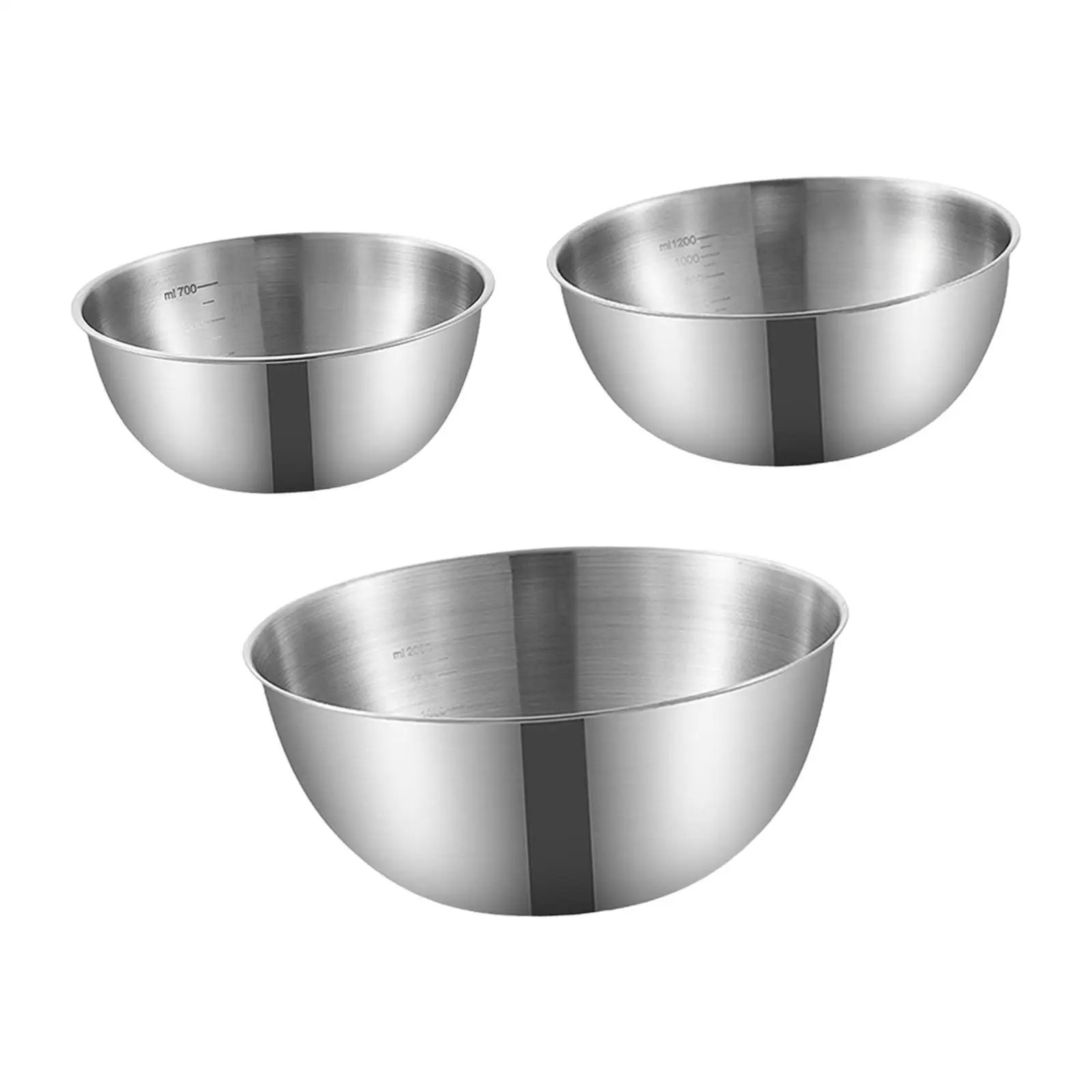 Mixing Bowl Set Stackable Stainless Steel Kitchen Bowl Nesting Metal Bowl with Measurement Marks for Food Preparing