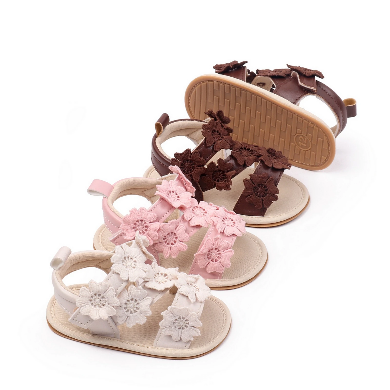 

Baby Girl Sandals Flexible PU Leather Non-slip Flower Summer Flats Toddler Shoes for Casual Daily