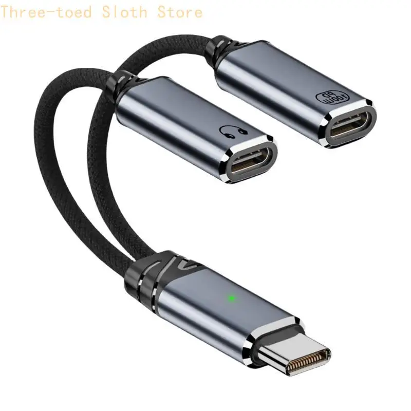 USB C Kopfhörer Ladeadapter Typ C 2 in 1 Splitter Kabel Draht HiFi Sound E74A – Detail 3