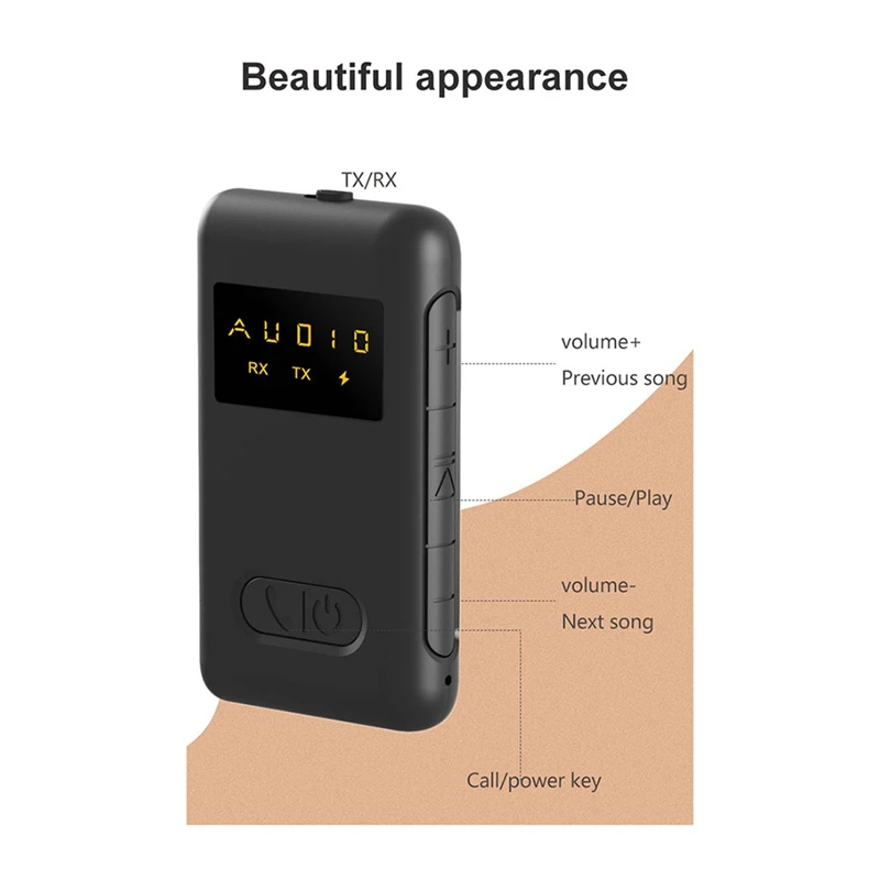 2 In 1 Wireless Bluetooth Compatible 5.0 Receiver Transmitter Adapter 3.5Mm Jack For Car Music Audio Headphone Receiver Durable