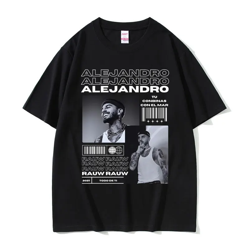 Singer Rauw Alejandro Todo De Ti Album Graphic T-shirt Male Hip Hop Fashion Vintage T Shirts Men Women Cotton Oversized Tshirt